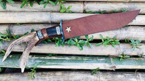 Egkh 14 5 Inches Custom Made Bowie Knife Hand Frog Hunting Etsy