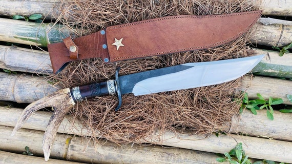 Egkh 14 5 Inches Custom Made Bowie Knife Hand Frog Hunting Etsy