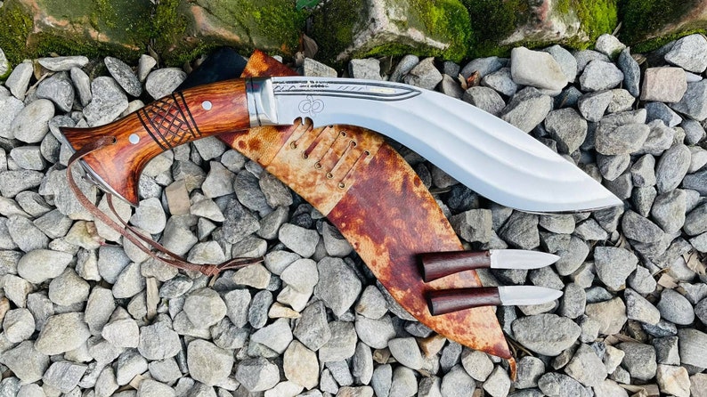 EGKH-11 inches 3 fuller historic light version kukri -Hunting Knife - shops Bushcraft-Deep fullers - Handmade - Hand Forged - Along Leather Sheath