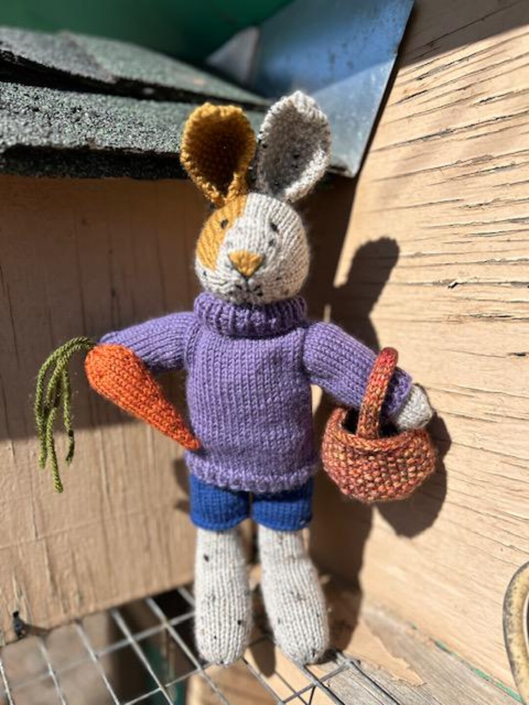 Hand Knit and Stuffed Bunny Rabbit 