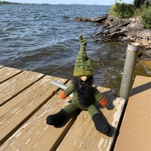 Hand-Knit and stuffed Gnome &quot;Norbert&quot;