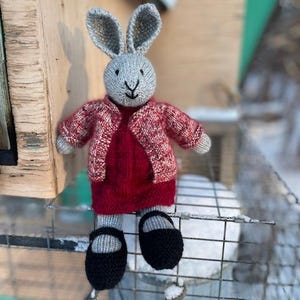 Hand Knit and Stuffed Bunny Rabbit &quot;Holly&quot;