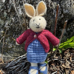 Hand Knit and Stuffed Bunny Rabbit &quot;Matilda&quot;