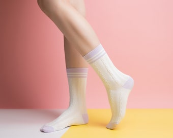 Light Purple Socks | OOTD Stocks | Woman Socks | Life Style Socks |Colorful Socks | Chic Style | ByMoony