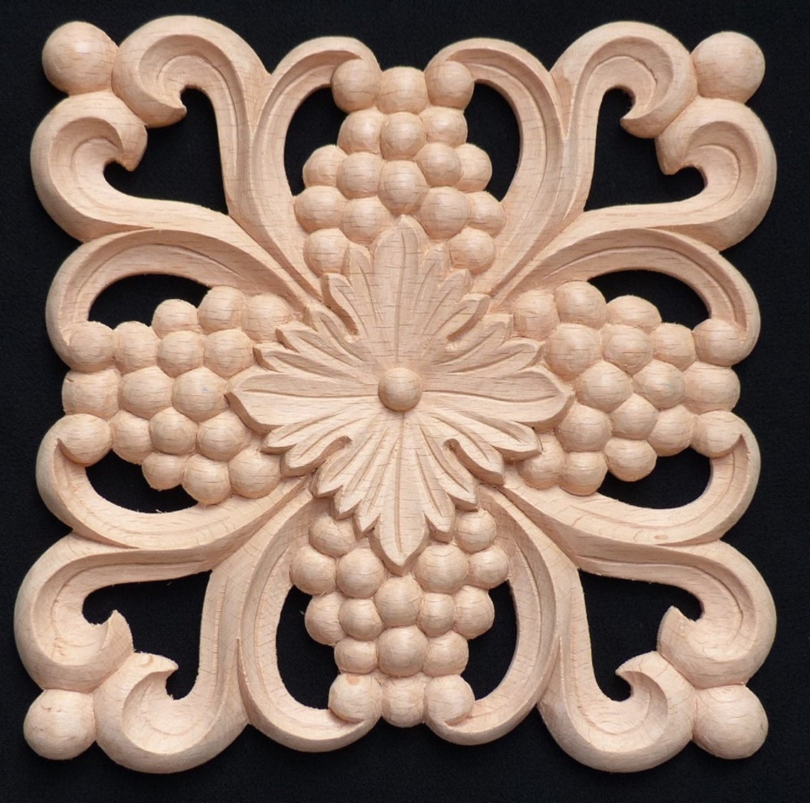 Wooden Rosettes Handcarved Decorative Wood Applique Etsy