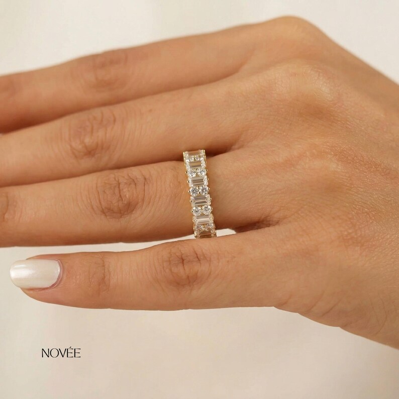 Baguette and Round Diamond Eternity Band • Lab Grown Wedding Ring ...