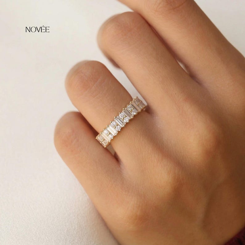 Baguette and Round Diamond Eternity Band • Lab Grown Wedding Ring ...