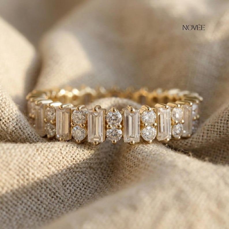 Baguette and Round Diamond Eternity Band • Lab Grown Wedding Ring ...