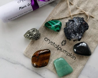 Mens Crystal Collection; Masculine Energy Crystal Set for Men.  Good Luck for Men Crystal Gemstones, Gems for Men Soothing Calming Relax