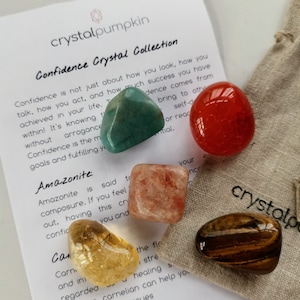 Confidence Crystal Set: Amazonite, Carnelian, Citrine, Sunstone, Tigers Eye image 1