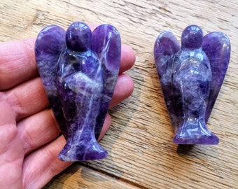 JOVIVI Amethyst Crystal Angel Figurine Natural Gemstone Hand Carved Pocket Peace Guardian Angel Statue Reiki Healing Crystals 3 Desk Ornament Home Decorations Protection w/Box JOVIVI Amethyst Crystal Angel Figurine Natural Gemstone Hand Carved Pocket Peace Guardian Angel Statue Reiki Healing Crystals 3 Desk Ornament Home Decorations Protection w/Box
