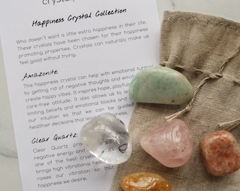 Happiness Crystal Collection; Kristall set gewählt, um Ihnen natürlich einen Schub zu geben. Happy Crystal Set zum Ausdrucken von Glück. Edelstein Set