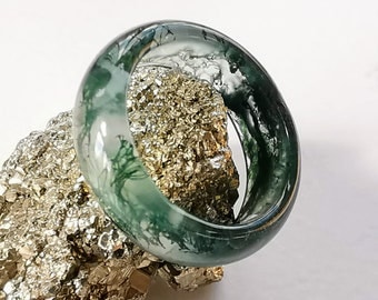 Dendritic Moss Agate Gemstone Ring: Healing Crystal, New Beginnings