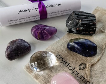 Angst-Kristall-Set, beruhigende Kristallsammlung. Ausgewählte für ihre beruhigenden Eigenschaften. Hochwertige Kristalle. Stress Relief Edelstein Set