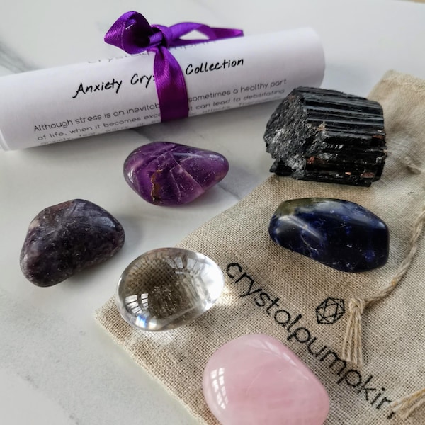 Anxiety Crystal Set, Calming crystal collection. Chosen for their soothing properties. High quality crystals. Stress Relief Gemstone Set
