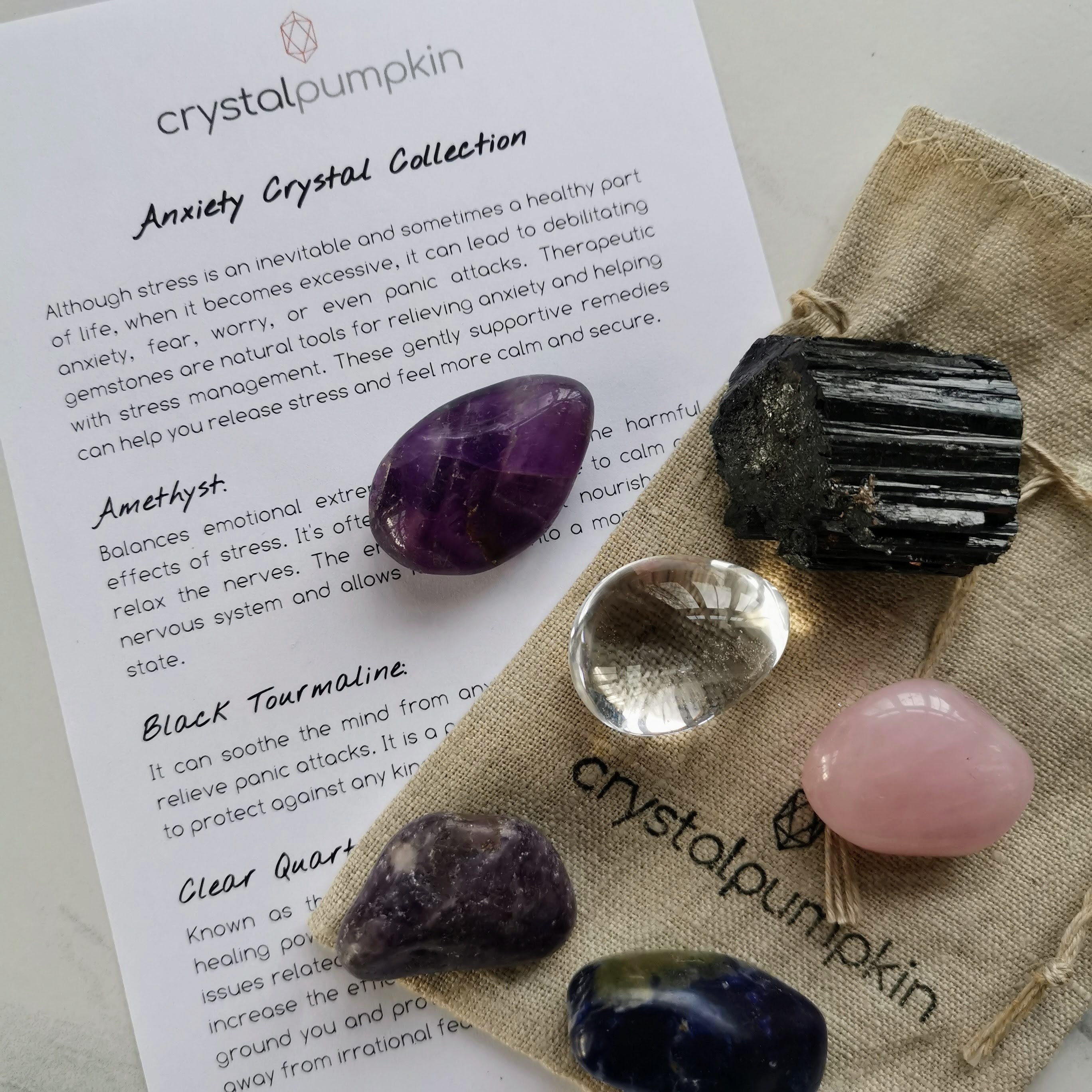 Anxiety Crystal Set, Calming crystal collection. — Crystal Pumpkin
