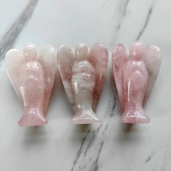 Natural Pink Rose Quartz Angel Crystal Hand Carved Skull Reiki Healing Guardian Natural Pink Rose Quartz Angel Crystal Hand Carved Skull Reiki Healing Guardian