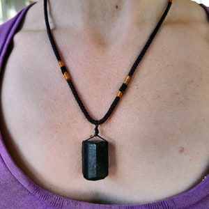 Protection Necklace - Raw Black Tourmaline Adjustable length - Stone of protection and grounding healing gemstone jewellery