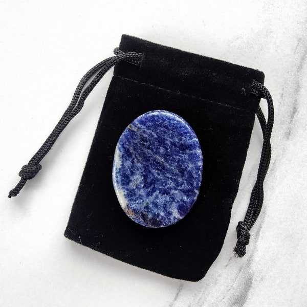 Sodalite Worry Stone - Thumb Stone. High quality hand carved reiki. Soothing Lucky Stone