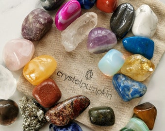 Crystal Starter Set - Crystals for beginners Healing Crystal Set. Crystals for Energy with gift bag and information leaflet Gemstone Starter