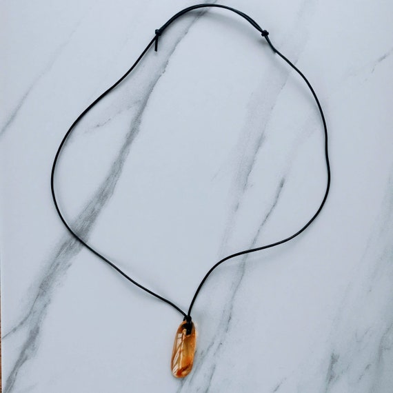 Baltic Amber Pendant Necklace Tumbled 