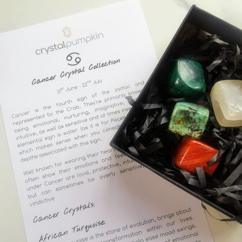 Cancer Crystal Set Zodiac Star Sign Gemstone Set for Cancer Etsy