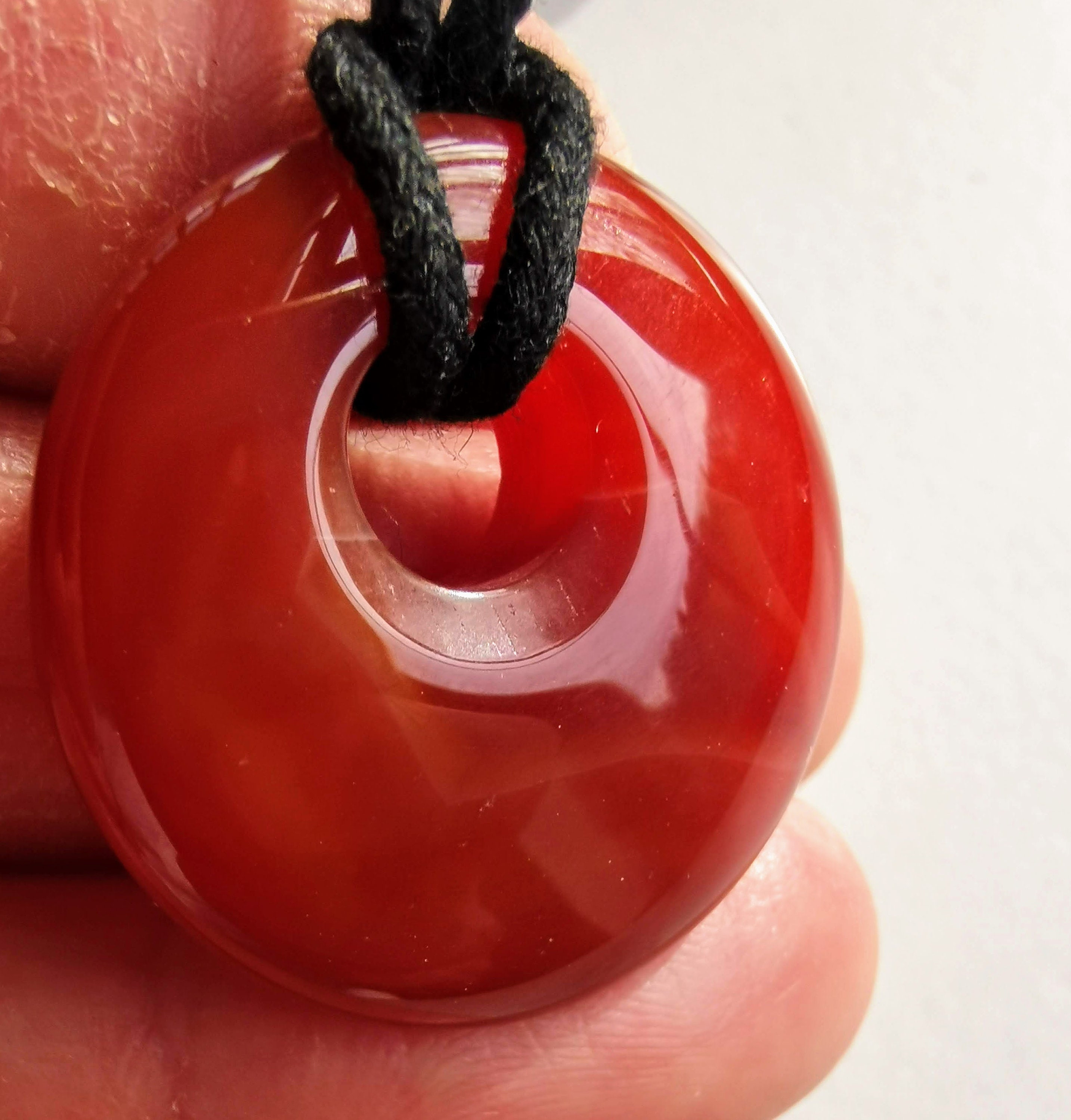 Carnelian Donut Pendant Necklace Gemstone Round Necklace