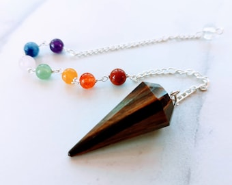 Gemstone Chakra Pendulum: Dowsing Crystal with Silver Chain