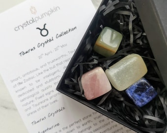 Taurus Zodiac Crystal Set: aventurijn, sodaliet, rozenkwarts, witte jade
