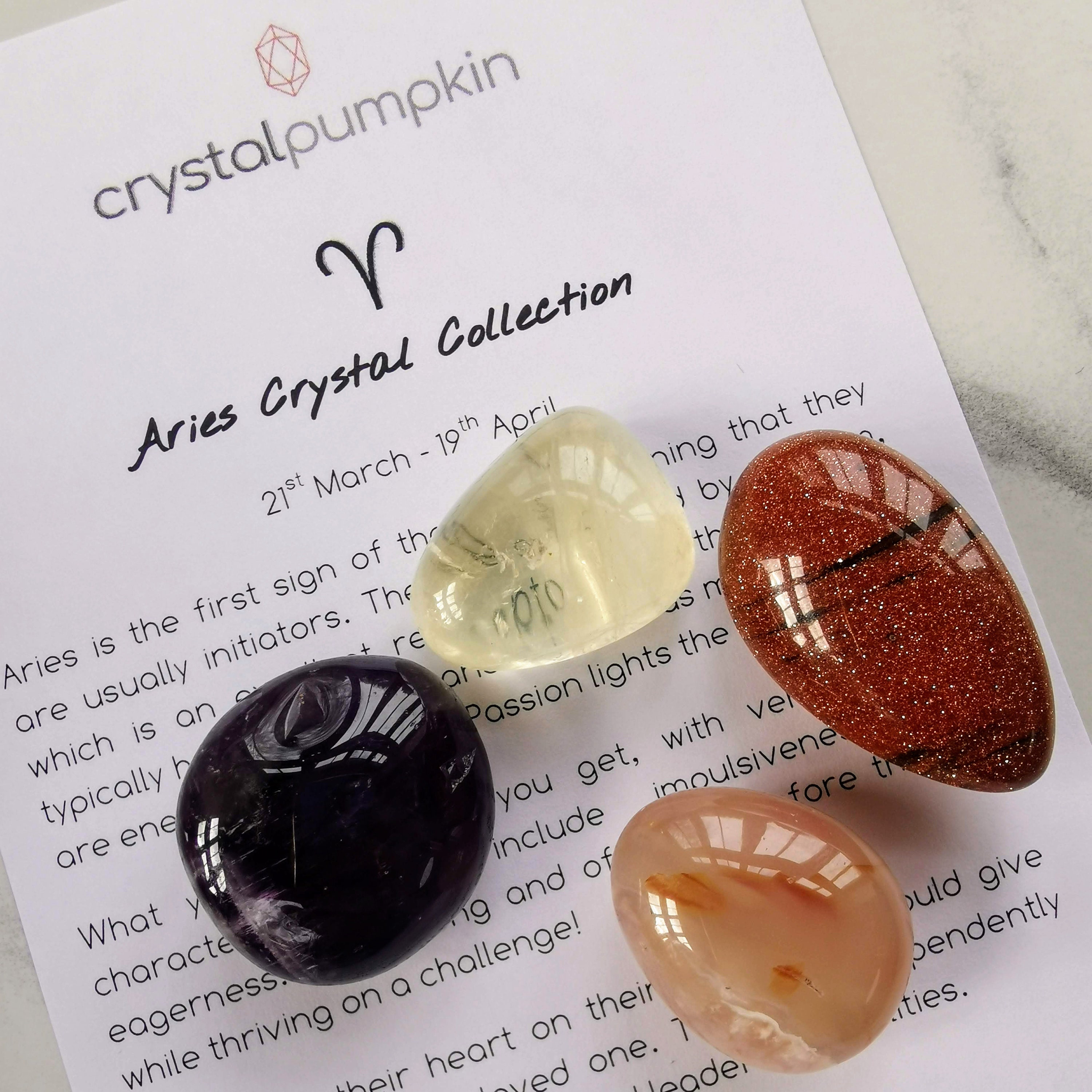 Aries Crystal Set Zodiac Star Sign Gemstone Set for Arieans Aries