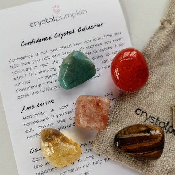 Confidence Crystal Set: Amazonite, Carnelian, Citrine, Sunstone, Tigers Eye