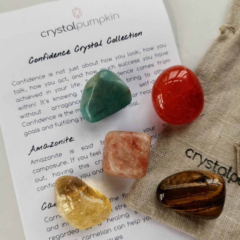 Confidence Crystal Set: Amazonite, Carnelian, Citrine, Sunstone, Tigers Eye image 1