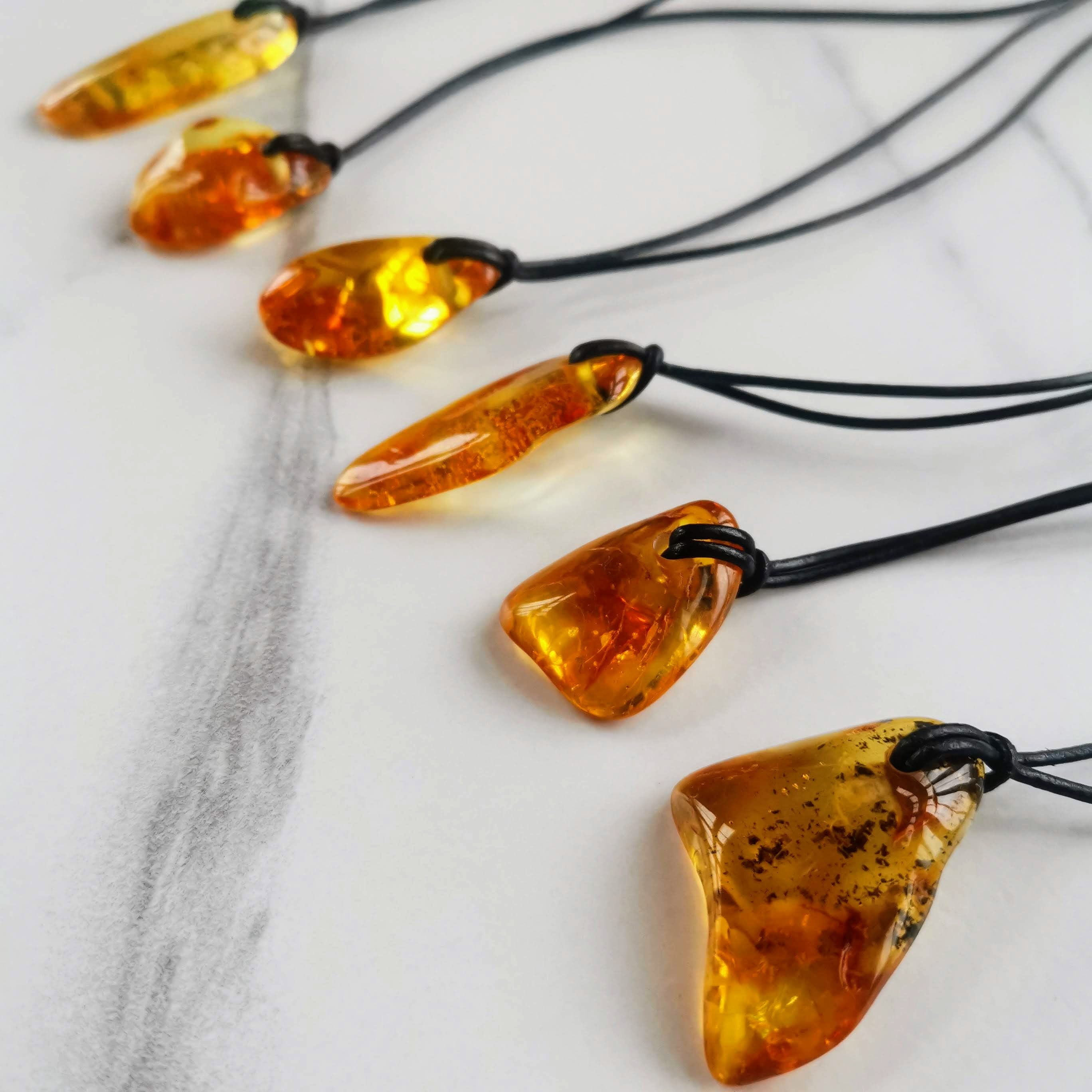 Baltic Amber Pendant Necklace Tumbled 