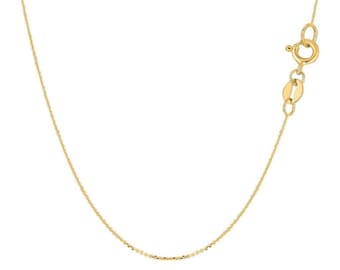 14k Solid Yellow Gold Cable Link Necklace | Thin Gold Chain