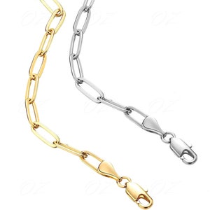 18k Solid Gold Paperclip Link Necklace 1.5mm, 2.5mm in 16&quot;, 18&quot;, 20&quot; & 24&quot;, 18k Paperclip Chain High Polished, Gift for her, Best Seller