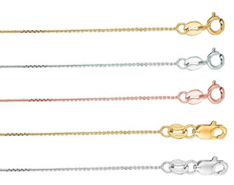 14k Solid Gold Yellow/Rose/White Flat Diamond Cut Cable Chain 0.50mm w/Spring Ring or Lobster Clasp, Necklace for Pendants & Charms