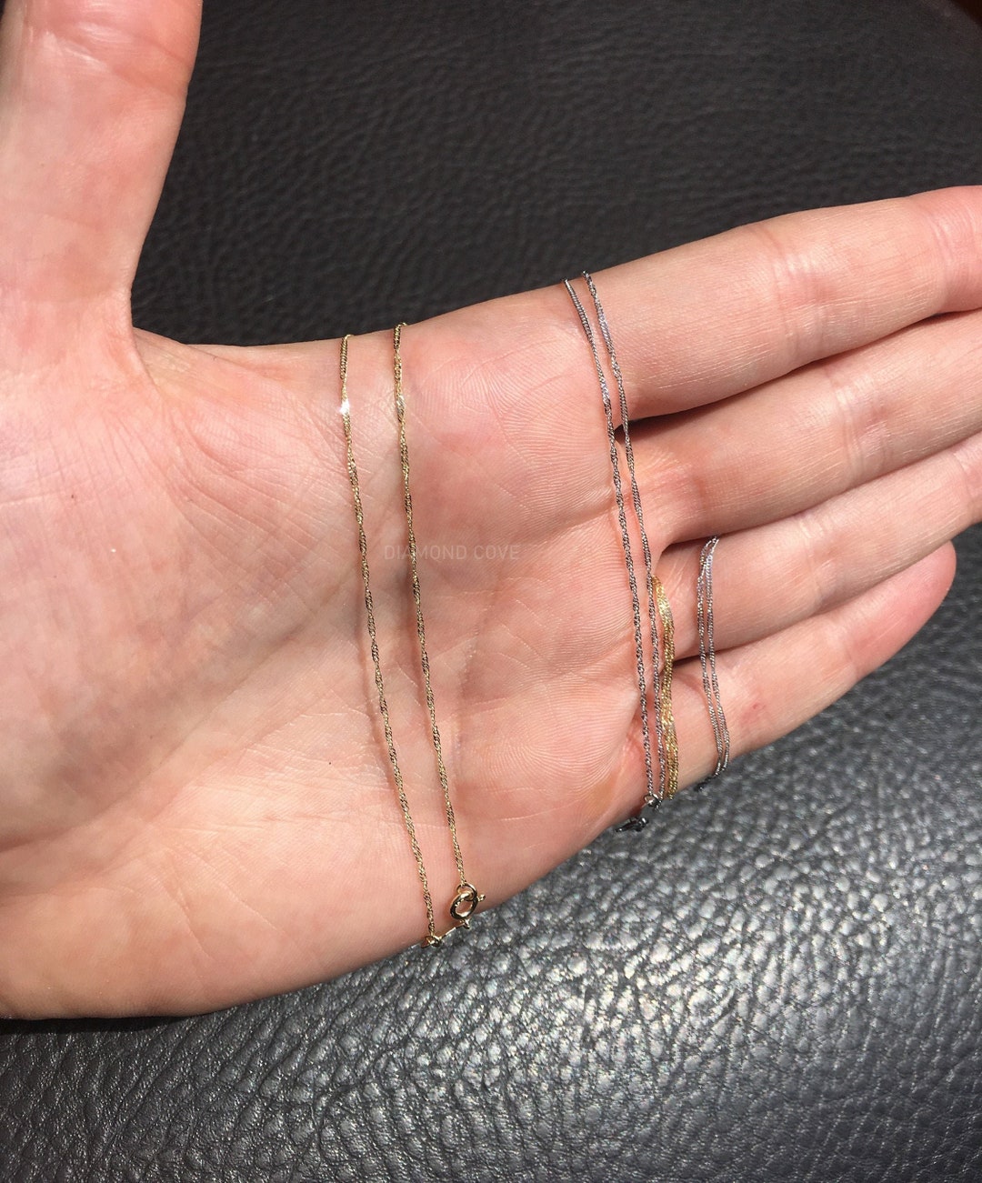 10k Solid White or Yellow Gold Twist Rope Chain Thin Etsy