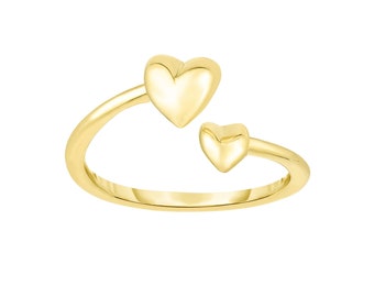 Ladies 14k Solid Yellow Toe Ring, Heart to Hearts Toe Ring, Real Gold, High Polish Shiny Fancy Toe Ring, Gift for her, Body Jewelry