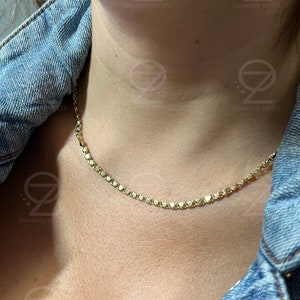 14K Solid Gold Heart Link Necklace 16&quot;, 18&quot; Inches, Heart Chain w/Lobster Clasp, Little Hearts Necklace
