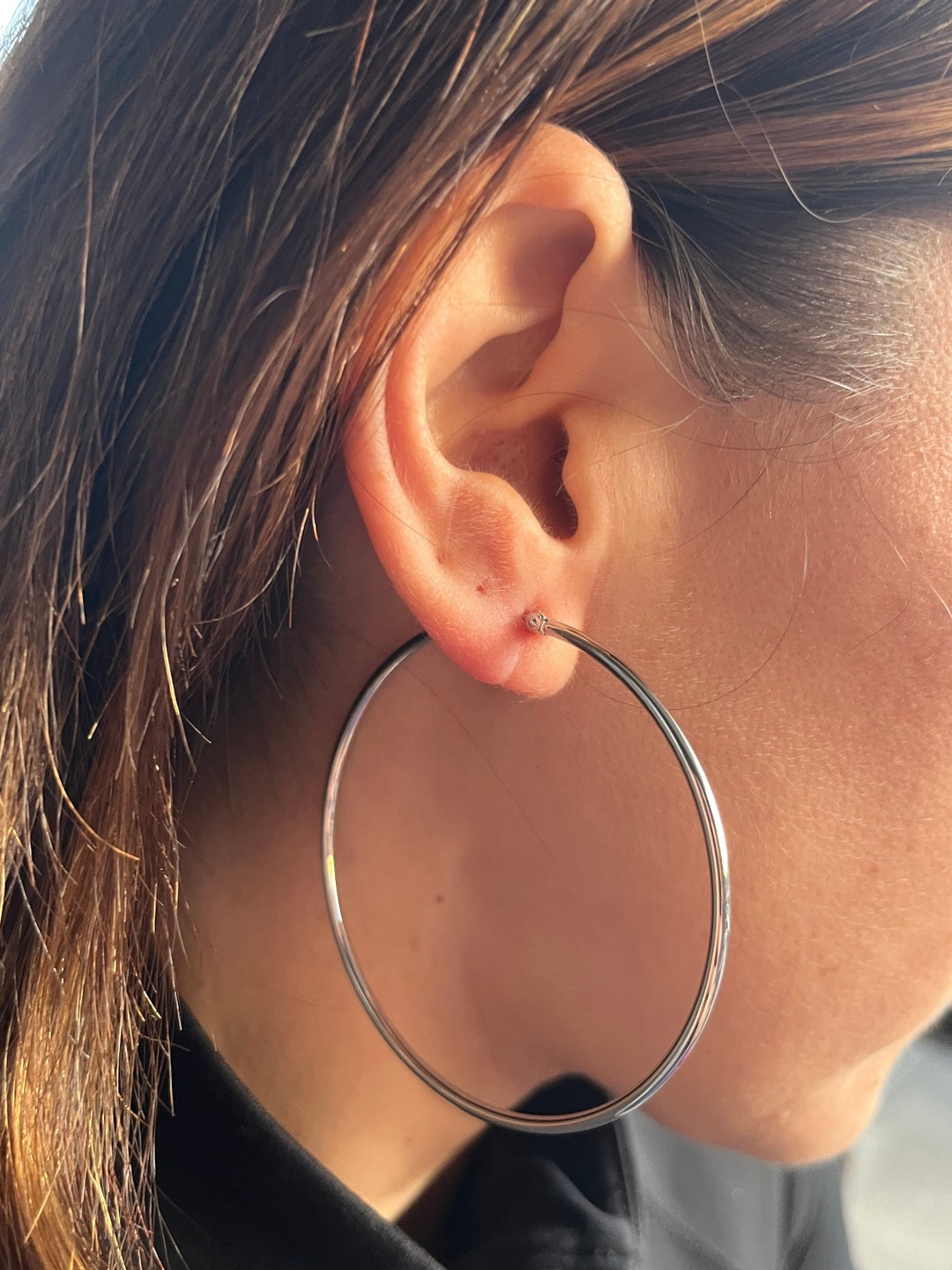 White Gold Big Hoop Earring