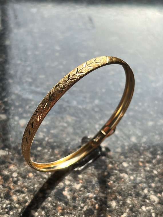 10k Solid Gold Baby Bangle – Flexible Toddler Bracelet, Real Gold Gift for Girls 5"