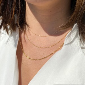 14k Solid Yellow Gold Singapore Link Necklace .8mm-2mm All Sizes 16, 18, 20 High Polished Necklace, Valentines Gift image 3