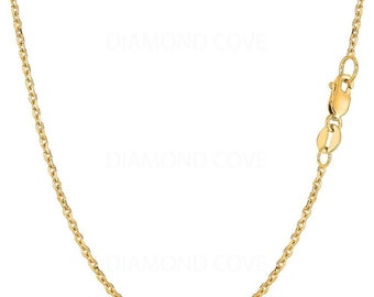 18k Solid Gold Diamond Cut Cable Link Necklace, Dainty Everyday Chain