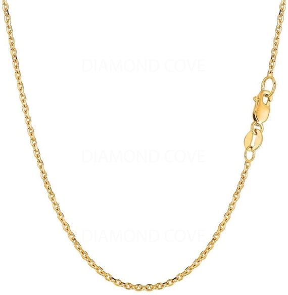 18k Solid Gold Diamond Cut Cable Link Necklace, Dainty Everyday