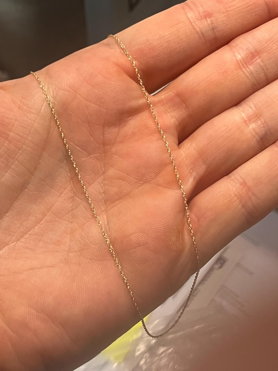 10k Solid Yellow Gold Thin Necklace 16", 18"Dainty Real Gold Necklace