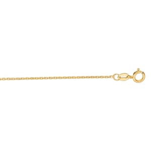 May include: A delicate gold-colored chain necklace with a lobster clasp closure. The chain has a fine, textured design, and the clasp and connecting rings are also gold-toned. The necklace is displayed against a white background.