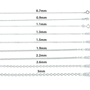 14k Solid White Gold Cable Necklace | Diamond Cut | 0.68mm-3mm | 16&quot;, 18&quot;, 20&quot;, 22&quot;, 24&quot; Everyday Chain, Necklace for Pendants, All Sizes