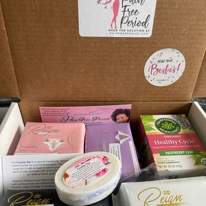 Pain Free Period Self-Care Kit: Reign Pads, Coochie Bar, Raspberry Leaf Tea