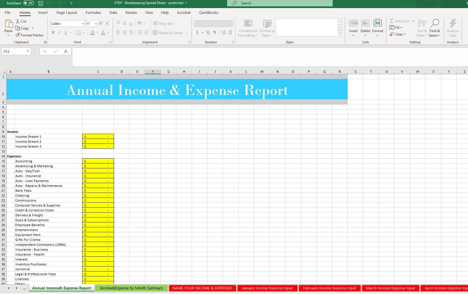 CPA Created Bookkeeping & Tax Preparation Excel Template Etsy