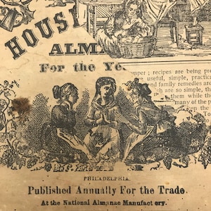 Antique Housekeepers Almanac Magazine Philadelphia 1902 Calendar Court Recipes Advertisements Annual Publication Very Rare